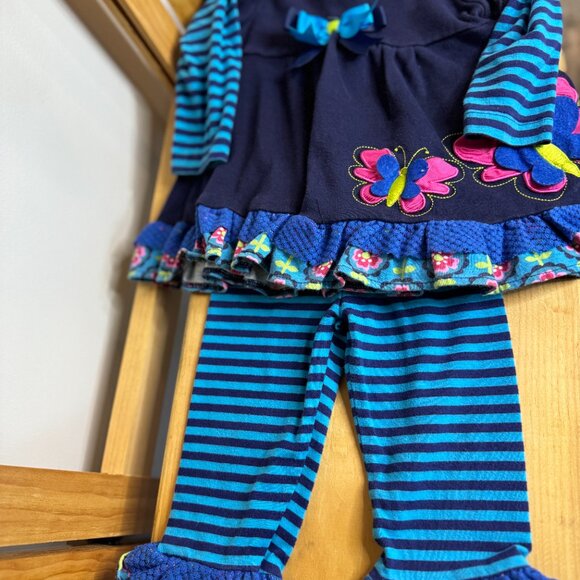 💙 Rare Too! Butterfly 2-Piece Outfit (12M) - Picture 3 of 9